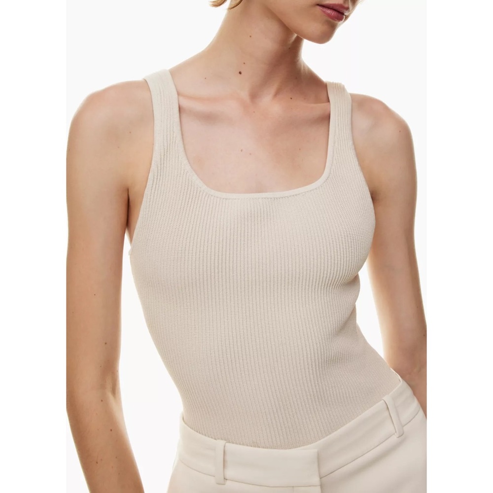 Aritzia Babaton Sculpt Knit Tank in Matte Pearl | Size L